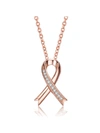 RACHEL GLAUBER TEENS/YOUNG ADULTS 18K ROSE GOLD PLATED WITH CLEAR CUBIC ZIRCONIA RIBBON PENDANT NECKLACE