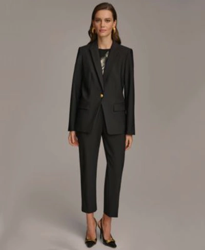 Donna Karan Womens One Button Blazer Ankle Pant In Black