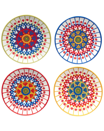 Certified International Spice Love Set Of 4 Canape Plates In Multi