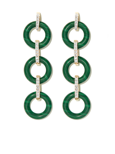 Mateo 14kt Yellow Gold Malachite And Diamond Drop Earrings