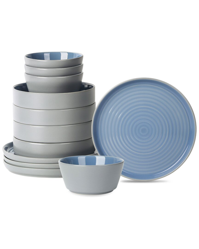 Stone Lain Elica 12pc Blue/grey Stoneware Dinnerware Set