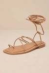 Seychelles Lilac Tan Leather Lace-up Flat Sandals