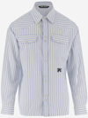 PALM ANGELS STRIPED COTTON SHIRT WITH LOGO