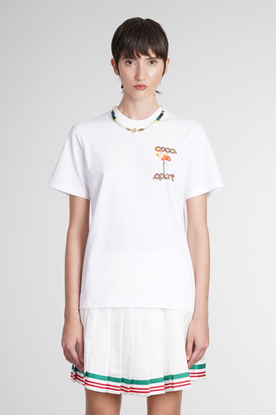 Casablanca La Flamme Du Sport Cotton T-shirt In Weiss