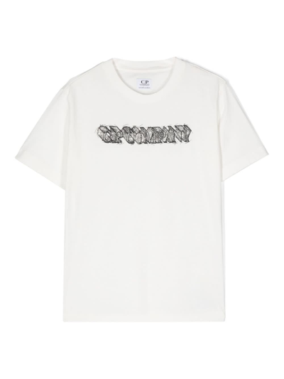 C.p. Company Undersixteen Kids' T-shirt Con Stampa In White