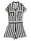 Moschino Striped Notched-collar Playsuit In White
