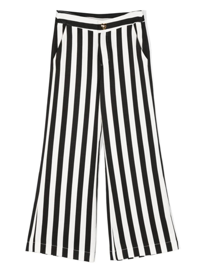 Moschino Kids' Striped Flared Trousers In White