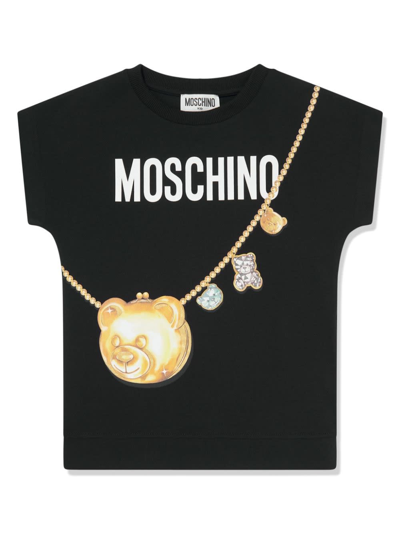 Moschino Kids' T-shirt Con Stampa In Black