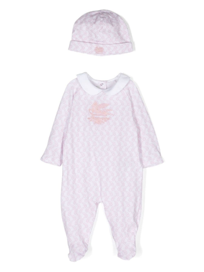 Etro Babies' Set Con Stampa Paisley In Pink