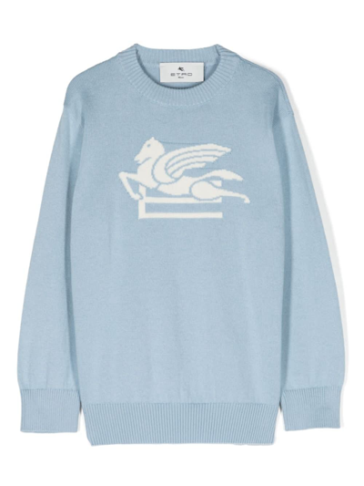 Etro Kids' Pull Con Logo In Light Blue