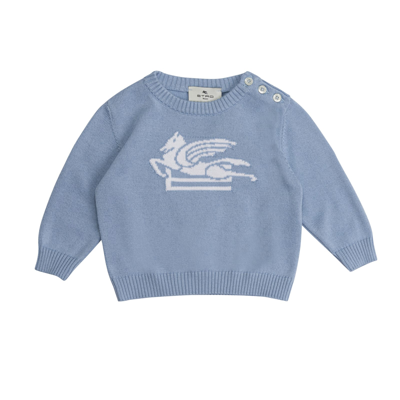 Etro Babies' Pull Con Logo In Light Blue