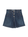 Etro Pleated Denim Shorts In Blue