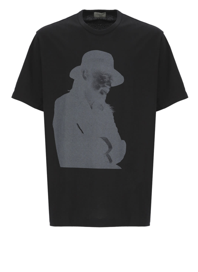 Yohji Yamamoto Printed Cotton T-shirt In Black