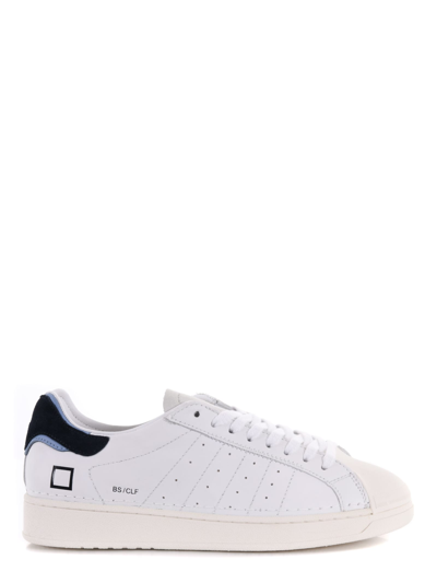 Date D.a.t.e. Mens Sneakers Base Calf In Leather In Bianco/blu