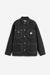 Carhartt Michigan Corduroy-trimmed Organic Cotton-canvas Chore Jacket In Black