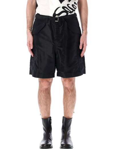 Sacai Belted Cargo Shorts In Black