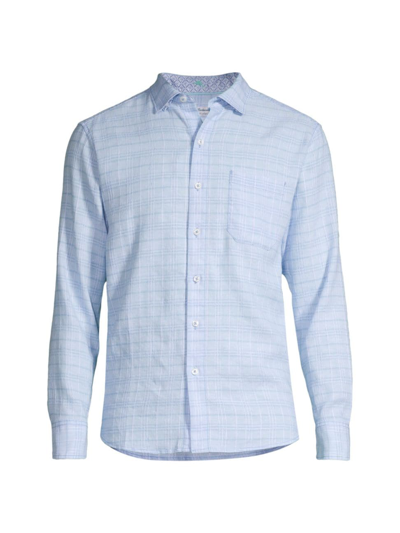 Tommy Bahama Men's Barbados Breeze Plaid Button-front Long Sleeve Shirt In Aqua Ice