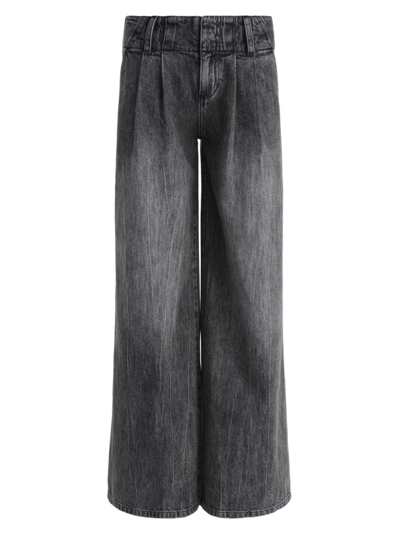 Alice And Olivia Anders Low-rise Pleated Wide-leg Jeans In Georgia Vintage Black