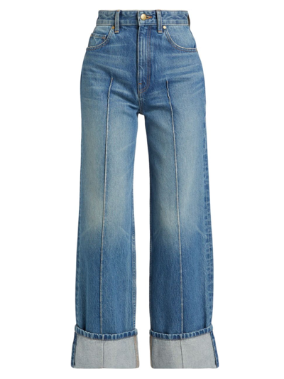 Ulla Johnson Women's All Door Cuffed Wide-leg Jeans In Danube Medium Indigo Wash
