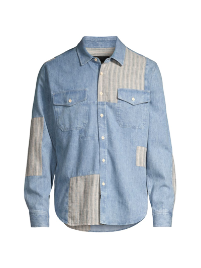 Rails Larsen Patchwork Denim Button-up Shirt In Medium Indigo Patchwork
