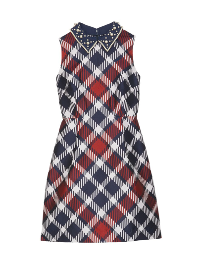 Kate Spade Women's Jumbo Plaid Fit & Flare Dress In French Navy