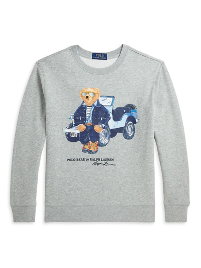 Polo Ralph Lauren Little Boy's & Boy's Polo Bear Crewneck Sweatshirt In Truck Bear Andover Heather