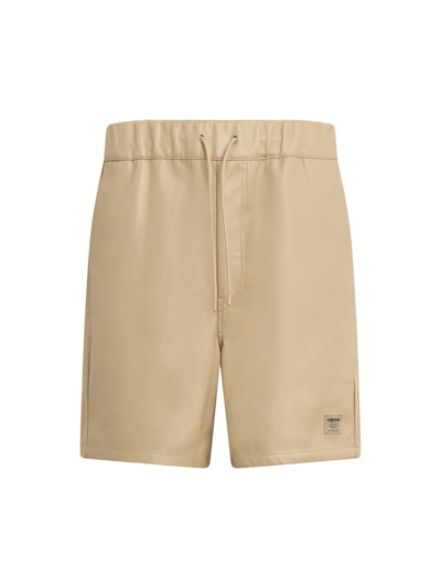 Hudson Men's Vegan Leather Drawstring Shorts In Brown