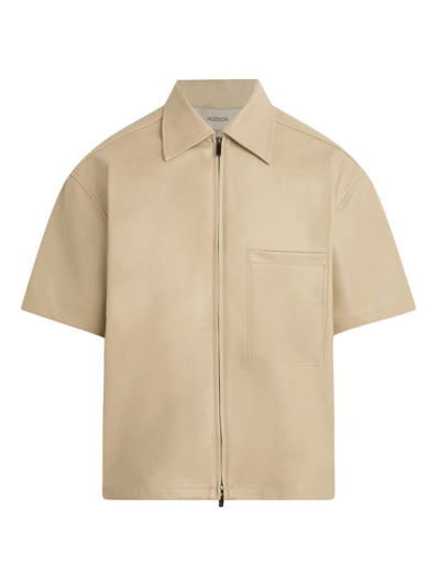 Hudson Short Sleeve Zip Front Shirt In Sandy