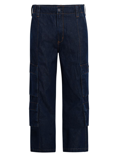 Hudson Men's Denim Wide-leg Cargo Trousers In Dark Chambray