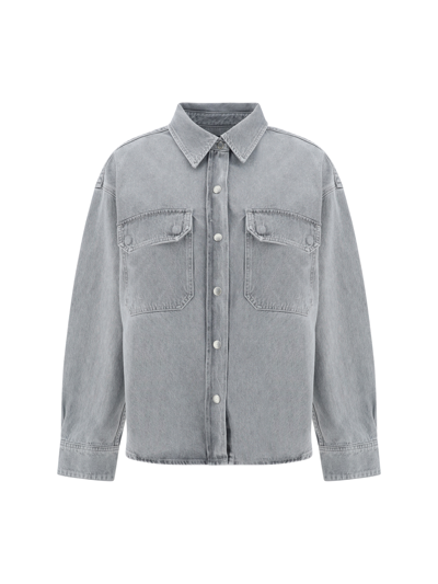 Agolde Gwen Slice Shirt In Rain In Rain (marbled Med Grey)