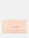 Guess Factory Bowie Debossed Logo Slim Clutch Wallet In Beige