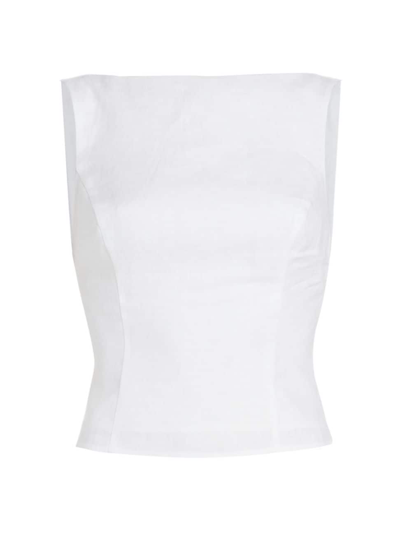 Reformation Women's Marleigh Seamed Linen Top In White