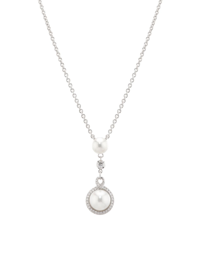 Mikimoto Women's Petit Soleil 18k White Gold, Akoya Pearl & 0.17 Tcw Diamond Pendant Necklace In Metallic