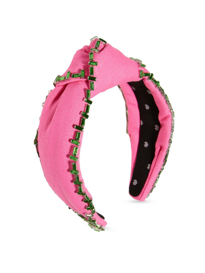 Lele Sadoughi Women's Knotted Crystal-embellished Cotton Headband In Flamingo