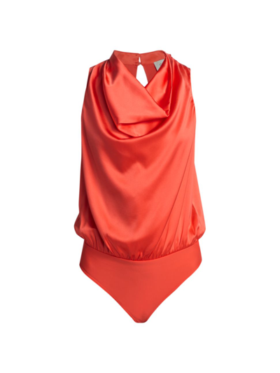 Cami Nyc Noreen Draped Silk Bodysuit In Spritz