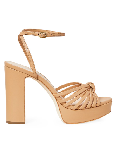 Loeffler Randall Rivka Metallic Knot Platform Sandals In Tan