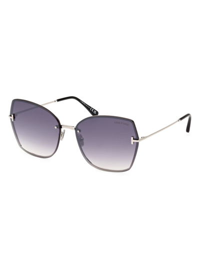 Tom Ford Women's D107 62mm Butterfly Sunglasses In Palladium Black Smoke Mirror