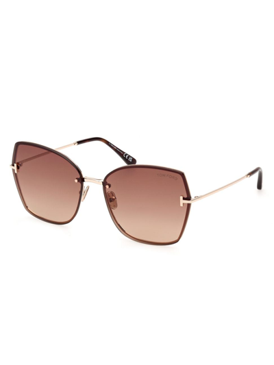 Tom Ford Women's D107 62mm Butterfly Sunglasses In Rose Gold Havana Gradient