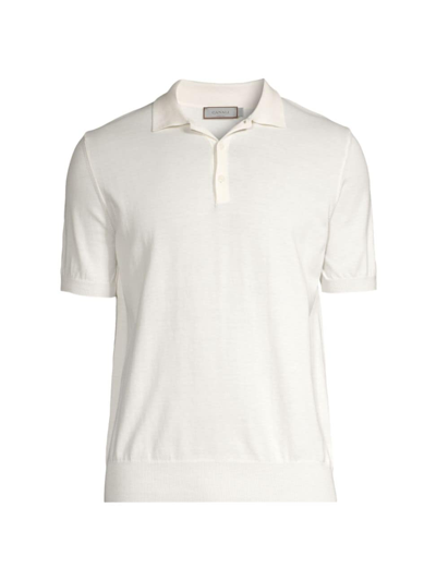 Canali Men's Cotton Polo Shirt In White