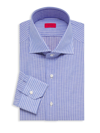 Isaia Men's Striped Linen-blend Button-up Dress Shirt In Blue White