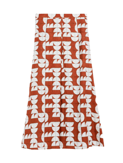 Max Mara Women's Edile Printed Linen Maxi Skirt In Rust