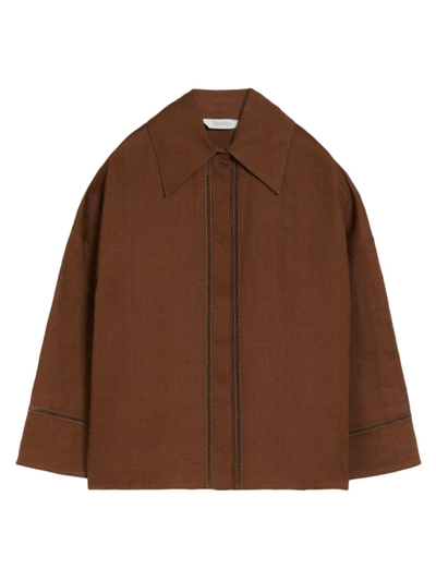Max Mara Robinia Oversized Lace-inset Shirt In Chocolate