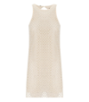 Twinset Beaded Mesh Minidress In Beige