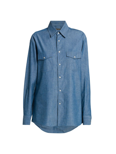 Loro Piana Denim Shirt In Chambray Azure