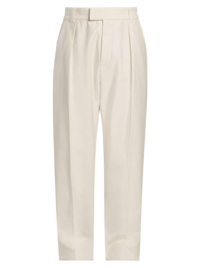 Loro Piana Men's Cotton Pleated Pants In Off White