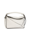 Loewe Mini Puzzle Edge Leather Shoulder Bag In Soft White