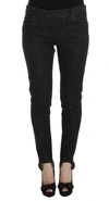 Ermanno Scervino Chic Black Low Waist Skinny Denim In Blue