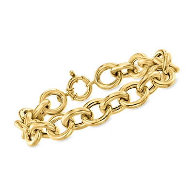 Ross-simons Italian 18kt Gold Over Sterling Rolo-chain Bracelet In Multi