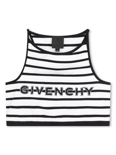 Givenchy Top A Righe Con Logo In Black
