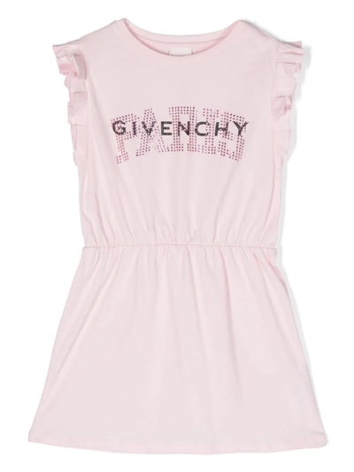 Givenchy Abito Con Logo E Strass In Pink